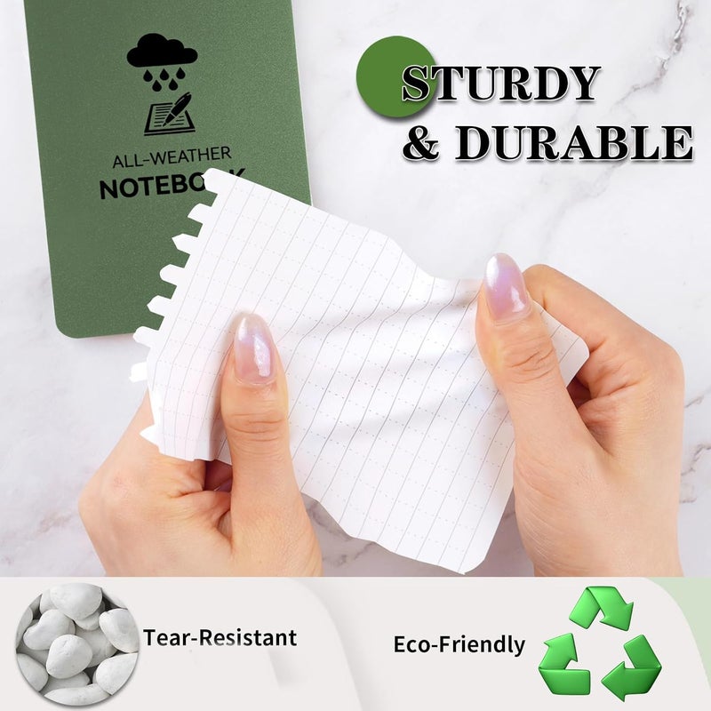 Coidea Waterproof Notebook, 4 Pack Top-Spiral Pocket Notepad, 3" x 5" Weatherproof NotePad, Police Pocket Notebook Memo Steno Note Pads for Outdoor Office School Recording, Army Green - Image 5